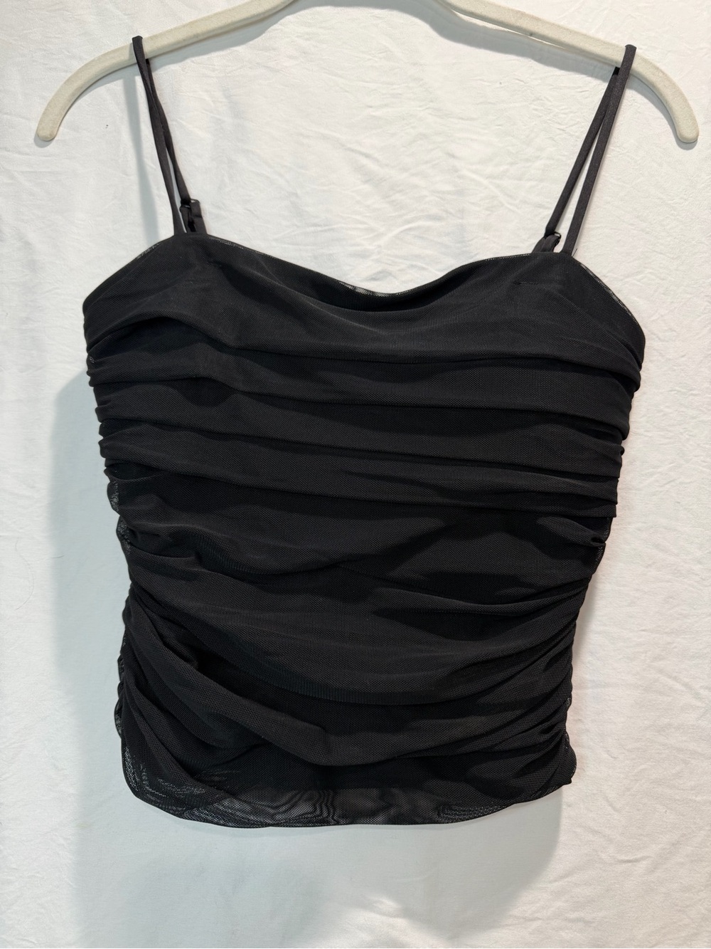 Express Black Ruched Spaghetti Strap Cami